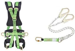 Polyester Nylon Full Body Harness NG-16 Adjustable Shoulder, Thigh-Straps and Waist Belt Full Body Harness Climbing Safety Belt with Nylon Safety Lanyard (Length: 2 m, Diameter: 14 mm)