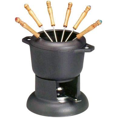 Invicta gusseisen fondue set 6 personen schwarz 100301