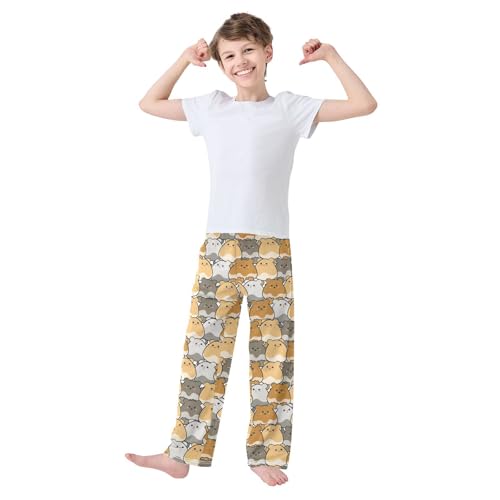 Boys' Pants Kawaii Animal Hamster Long Bottoms Jogger Pants Elastic Waist Trousers with Pockets S-XL2