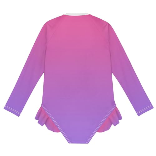 Colorful Violet Gradient Baby Girl Bathing Suit Long Sleeve UPF 50+ One Piece Toddler Swimsuit Size 4t2