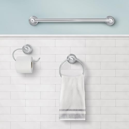 Image of Moen Preston Collection Polished Chrome Bathroom Hand-Towel Ring, Wall Mounted Towel Holder, DN8486CH