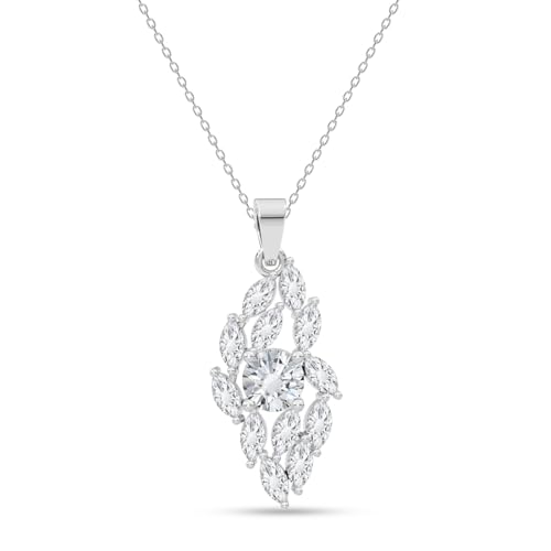 Image of Clara 925 Silver Solitaire Pendant Necklace with Chain for Women & Girls