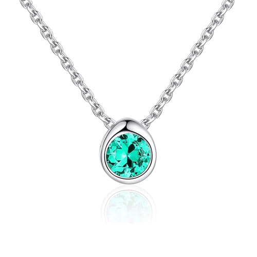 HeyMeili Collar Mujer Colgante de Esmeralda Piedra de Nacimiento para Mujer Joya de Plata de Ley 925