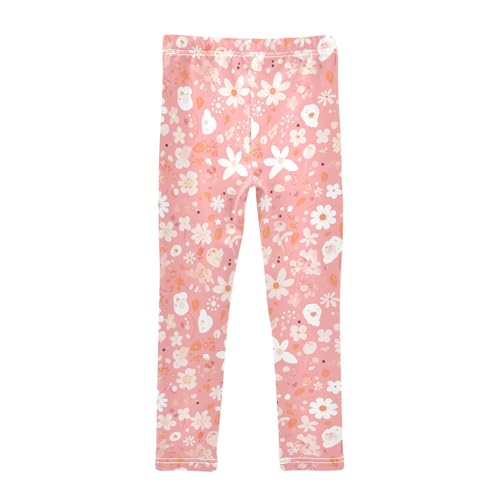 KLL A Pattern of Flowers in Pink Little Girls Leggings Comfortable High Waisted Leg Yoga Pants Running2