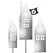 VERDOBA Häuser Gartendeko Stecker- Silberne Deko Häuser - Häusersilhouette Deko Garten - Gartenstecker Häuser mit Antikfinish - stabile Blumenstecker - Silberne Deko für Garten, Balkon & Terrasse