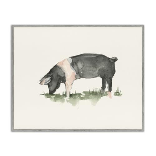 Grazing Farm Animal Hog Farmhouse, 16 x 20 Inch Framed Giclée Print