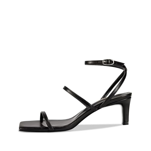 wetkiss Low Heel Kitten Strappy Heels for Women with Square Toe Ankle Strap Heeled Sandals for Dress Wedding Party Club Date Work2