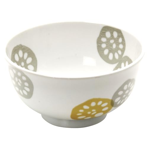 美濃焼 軽量 丼ぶり 皿 食器 れんこん柄 黄 イエロー 直径16.5×高さ8.6cm 電子レンジ 食洗機対応 日本製 134303のサムネイル