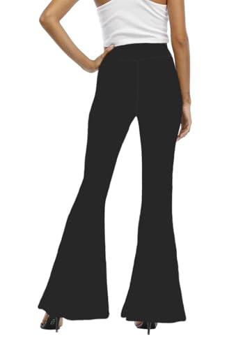 Image of WSPLYSPJY Women's Print Stretch Bell Bottom Flare Palazzo Pants Trousers