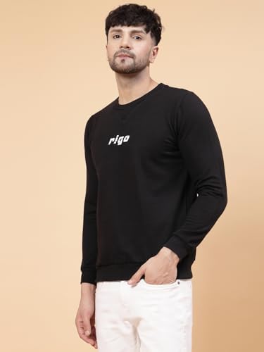 Image of Rigo Fleece Printed Round Neck Sweatshirt for Men | Full Sleeves Sweatshirt for Men | Casual Wear & Stylish Sweatshirts for Men