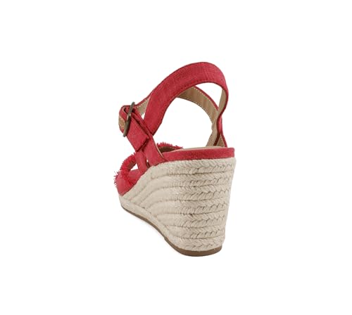 Soda Arnold ~ Women Square Toe Frayed Linen Espadrille Wedge Sandal3