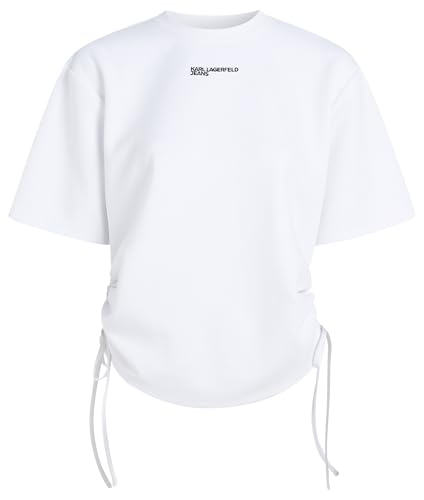 Karl Lagerfeld Jeans Regular Tie Detail tee Camiseta, Blanco, XL Mujeres
