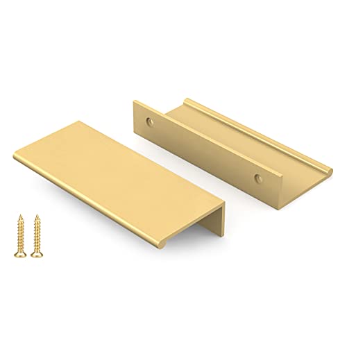Image of Peaha 25 Pack Kitchen Cabinet Handles 3 inch Matte Gold Pulls Edge Pulls | Gold Cabinet Handles Finger Pulls for Cabinets Modern Hidden Aluminum Alloy Dresser Drawer Handles Closet Bedroom