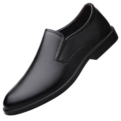 Men Leather Driving Shoes Comfortable Black Office Casual Loafers Slip On Soft Sole