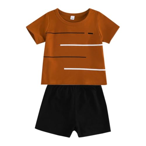 Image of SUREPOCH Baby Boy Clothes Toddler Summer Outfits Short-sleeved Shirt Elastic Pants Two-piece Set Cute Baby Boy Outfits