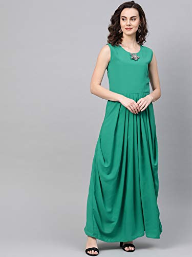 Image of Cottinfab Women's Rayon Blend Pleated Maxi Casual Dress