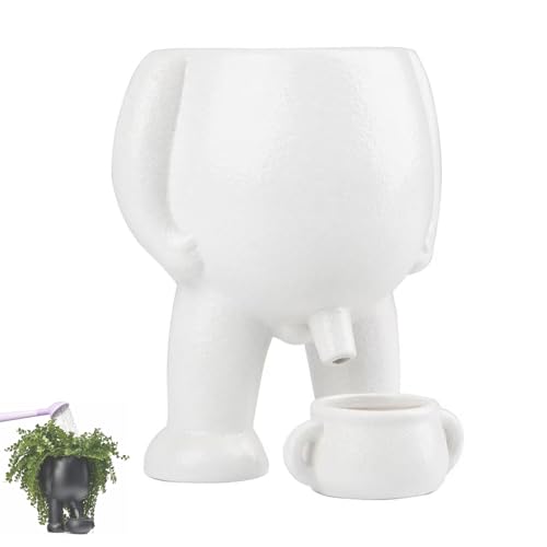 Funny Peeing Plant 5.4 Inches Ceramic Funny Body Plant Pot Penis Planter Novelty Peeing Plant Pot with Drainage Pot Gift for Home Plant Enthusiasts Friends Family Or Colleagues Home Decor (White)