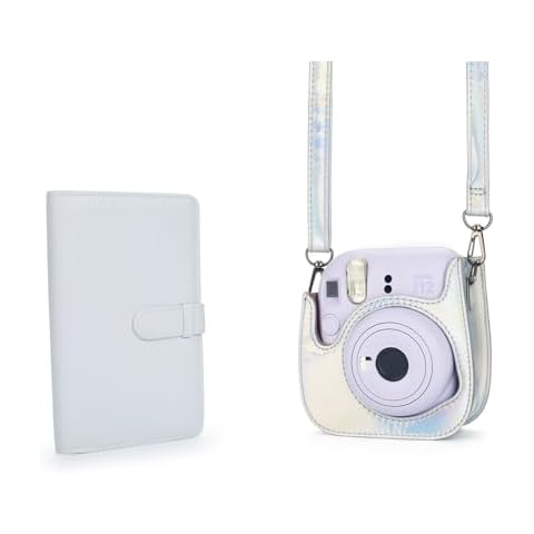 Riosin Camera Case for Fujifilm Instax Mini 12/11 & 108 Pockets Photo Album for Instax mini film(Magic Silver) Cover