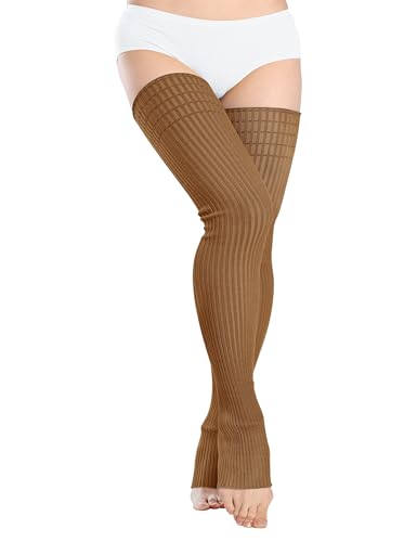 Image of v28 Women Girls Thigh High Long Neon Ribbed Knit Leg Warmers Plus Size Boot Extra Long Large Socks Available in S~3XL