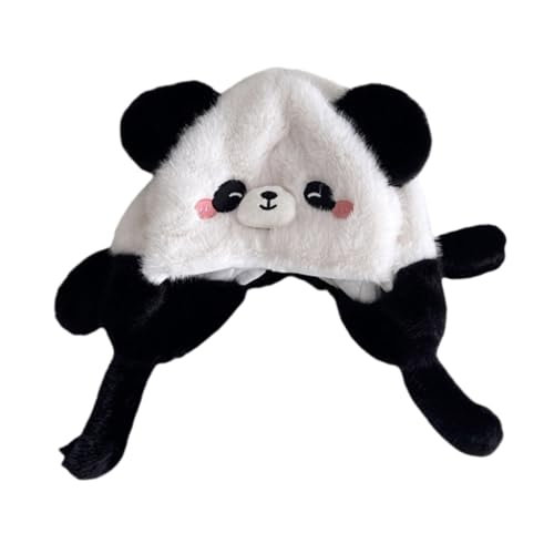 Cartoon Animal Hat Plush Baby Earflap Hat Comfortable & Soft Warm Bonnet Caps Fashion Headwear for 2 to 6 Years White