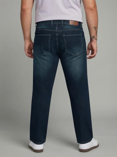 Image of Urbano Plus Men's Relaxed Fit Washed Denim Jeans Non-Stretchable