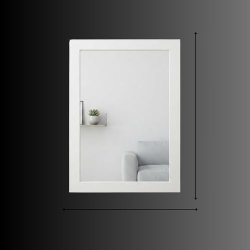 Image of Creative Arts n Frames Wall Decor Hand Crafted Wooden HD Wall Mirror Panel for Living Room Bedroom Lobby Modern Wall Decor Home Decor Items (Sophosticated White 15X21 inch Framed HD Mirror)