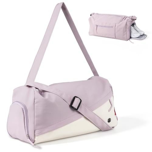 Image of PALAY Gym Bag with Shoe Compartment Purple Waterproof Travel Duffle | oxford cloth, large capacity, wet&dry compartment, trolley case strap, color blocking, suitable for weekend, vacation, sports