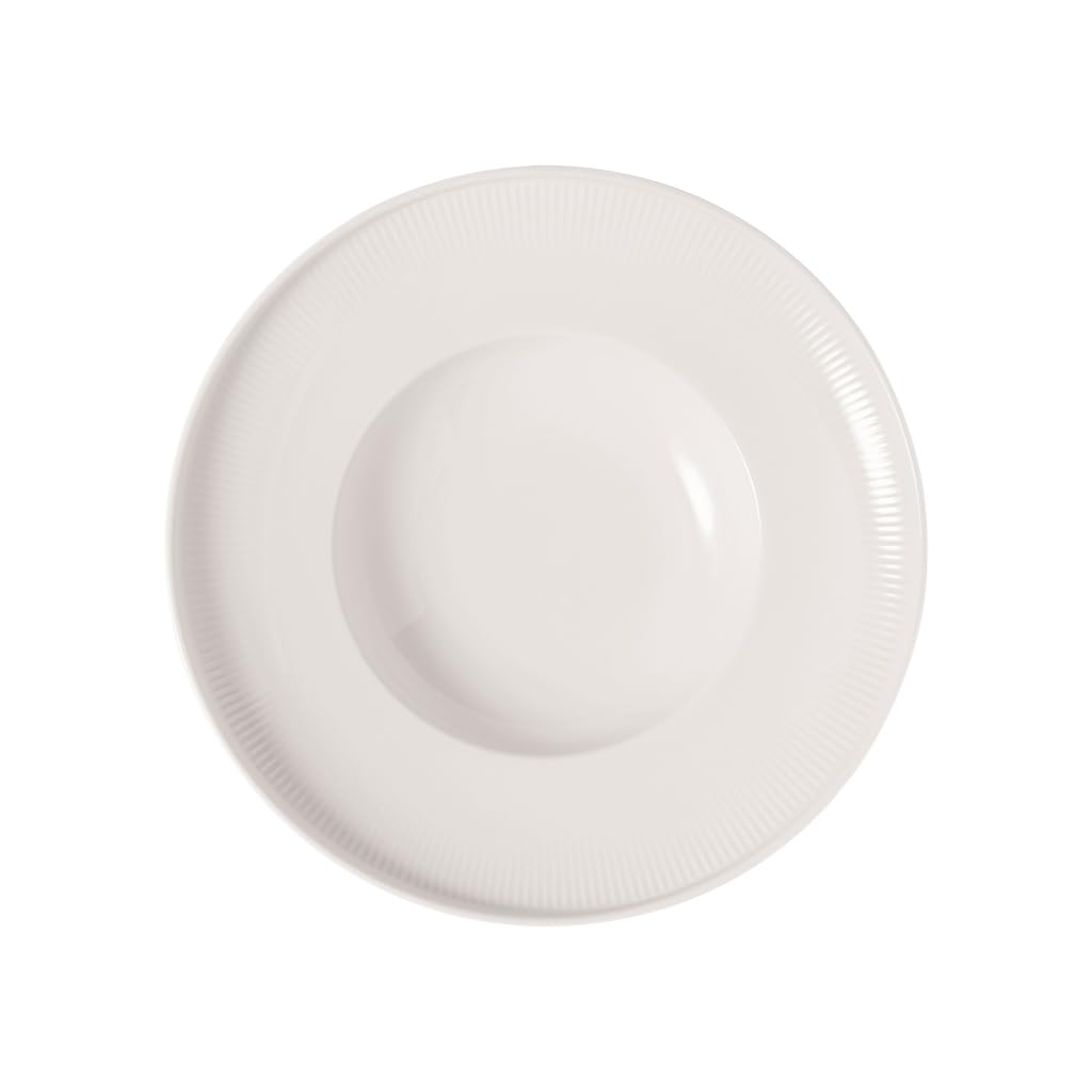 Villeroy & Boch - Afina Pastateller aus Premium Porzellan, ø 25 cm, tiefer Teller für Nudeln Salate & Suppen, Made in Germany, spülmaschinenfest und mikrowellensicher, stapelbar, weiß, 6er Set