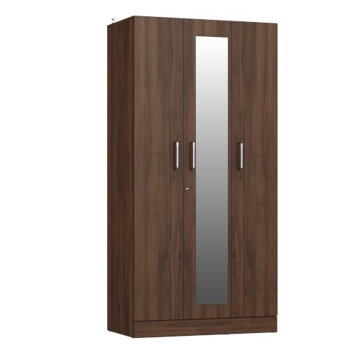 Image of Wakefit Wardrobe for Bedroom | 1 Yr Warranty | Cupboard for Bedroom, Almirah, Wooden Wardrobe, Multi-Shelves Storage with Mirror, Density:680-750 kg /m, Free Installation from Brand (Twill - CW)