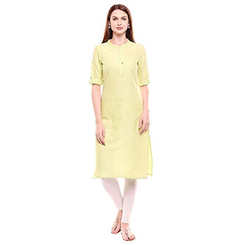 Image of Aurelia Womens Mandarin Collar Solid Kurta
