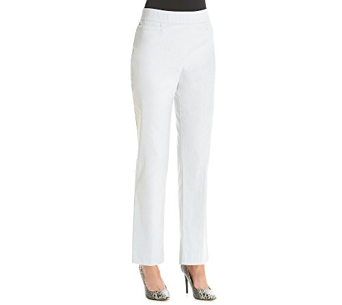 Alfred Dunner Women's Allure Slimming Missy Stretch Pants-Modern Fit, White, 8