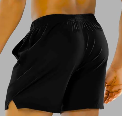 Image of Men's Sports Shorts Quick Dry Running Gym Shorts with Pockets | Lightweight Breathable Workout Shorts | Elastic Waist Drawstring Active Training Shorts for Men | Regular Fit