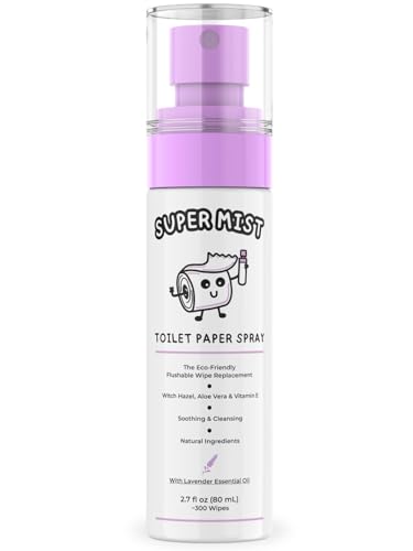 Super Mist Toilet Paper Spray (2.7 fl oz) Upgrade Toilet Paper for a Fresher Cleaner Feel | A Better Hygiene Experience | Soothing Witch Hazel & Aloe Formula | Travel Friendly