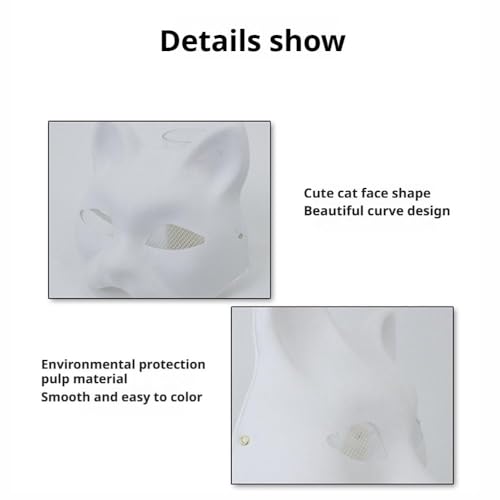 Therian-Masken-Set zum Selbermachen, leere Katzenmaske mit Filzstoff, Therian-Masken-Set für Jungen und Mädchen, inklusive Blanko-Katzenmaske, Kunstfellstoff, Filzstoff, Kunststoffnetz, Cosplay-Party