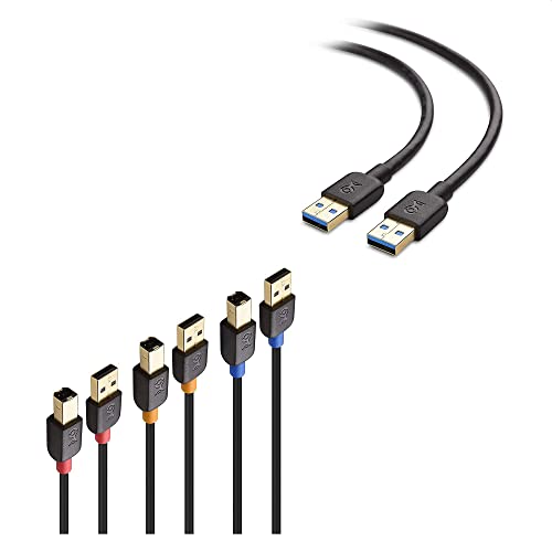 Cable Matters 1-Pack 10 Foot Long USB 3.0 Cable (USB to USB Cable Male to Male) in Black & 3-Pack 6 Foot USB 2.0 A to B USB Printer Cable