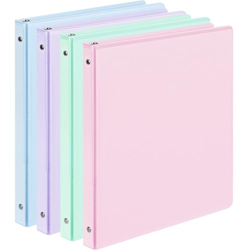 4 Pack Extra Durable 3 Ring Binders 0.5 Inch Sooez 0.5 Three Ring Binder Eco-Friendly & PVC Free Customizable Clear View Cover for Letter Size 8.5 x 11 Paper School Office Supplies for Girl