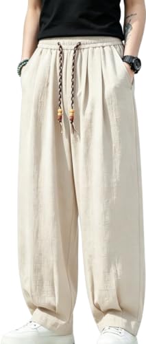 Pantalon harem homme en lin de qualité supérieure coupe ample