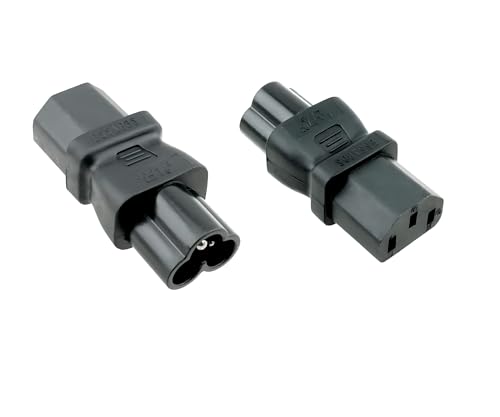 DINIC Stromadapter, Netzadapter C13 Kaltgerätestecker auf C6 Buchse, Adapter (1 Stück, schwarz)
