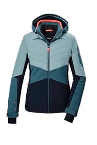 killtec Damen Skijacke/Funktionsjacke mit abzippbarer Kapuze und Schneefang KSW 34 WMN SKI JCKT, hell eisblau, 38, 41967-000