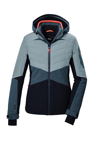 killtec Damen Skijacke/Funktionsjacke mit abzippbarer Kapuze und Schneefang KSW 34 WMN SKI JCKT, hell eisblau, 42, 41967-000