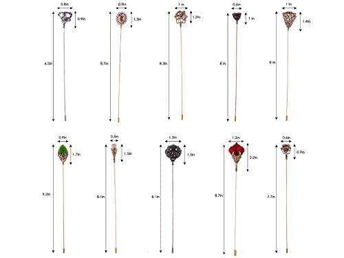 Image of Alilang 10Pcs Vintage Style Hat and Lapel Pins with Flexible Bendable Design for Secure Fit on Hats, Scarves, and Suits