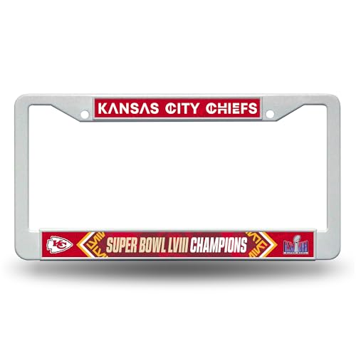 Rico Industries F27SB24 Nfl Football Kansas City Chiefs 2024 Super Bowl Lviii Champions 12 Inch X 6 Inch Plastic Car Frame cover