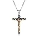 Nofade Silver 925 Silber Sterling Herren Halskette Jesus Christus Kreuz Anhänger mit Kette breite Panzerkette 45 + 5 cm
