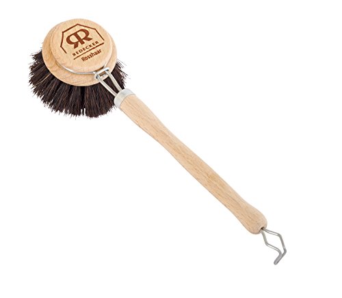 Image of Redecker Dish Brush, Horsehair Bristles, 2 Inch Round, Single - Wooden Dish Brush for Glassware & Everyday Dishwashing, Made in Germany