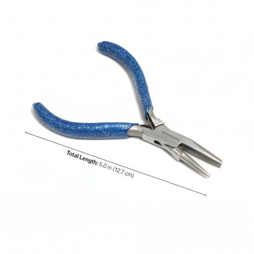Image of Beadsnfashion Steel Jewellery Making Hollowing Round Plier (5 Inch) - Professional Stainless Steel Jewellery Making Tool with Blue Grips Handle for Detailed Craft Work