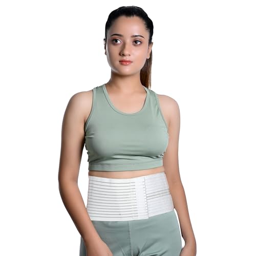 Image of Wonder Care Polyester Umbilical White Hernia Belt Pain Relief Support Brace With 1 Removable Compression Pad For Men & Women (L)