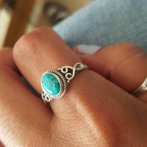 Avicrafts Turquoise Stone Ring 925 Sterling Silver Statement Ring For Women Handmade Gemstone Christmas Jewellery Gift For Her - Image 5