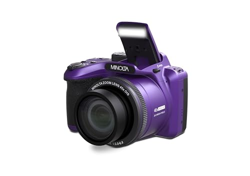 Minolta 20 Mega Pixels 40x Optical Zoom Digital Camera with 1080p FHD Video, Purple