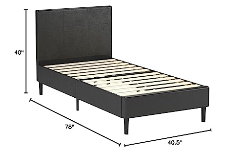 Amazon Basics Faux Leather Upholstered Platform Bed Frame With Wooden Slats, Twin #TOP5
