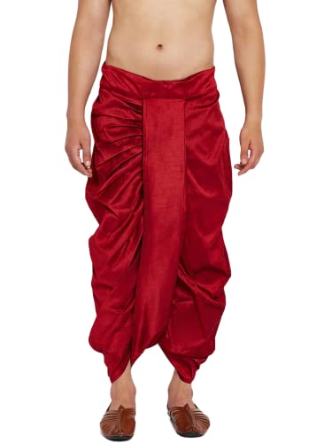 Image of SOJANYA (Since 1958 Mens Black Stitched Dupion Silk Dhotis, Size: Freesize